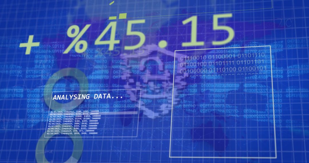 Secured Data Stream with Digital Overlay and Lock Symbol on World Map