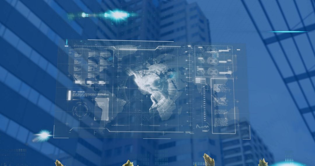 Futuristic Financial Data Processing Over Urban High-Rise