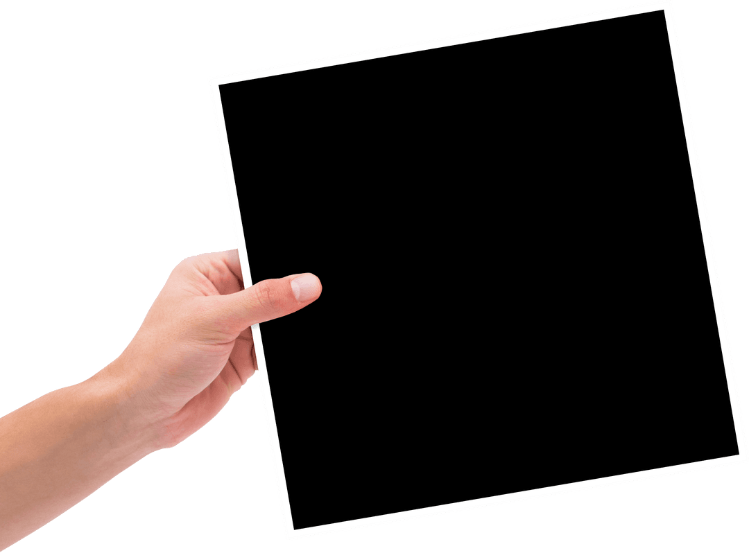Hand Holding Blank Frame on Transparent Background for Digital Projects