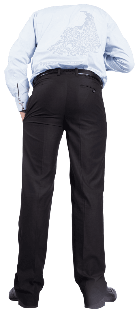 Rear View of Businessman Isolated on Transparent Background Standing Confidently