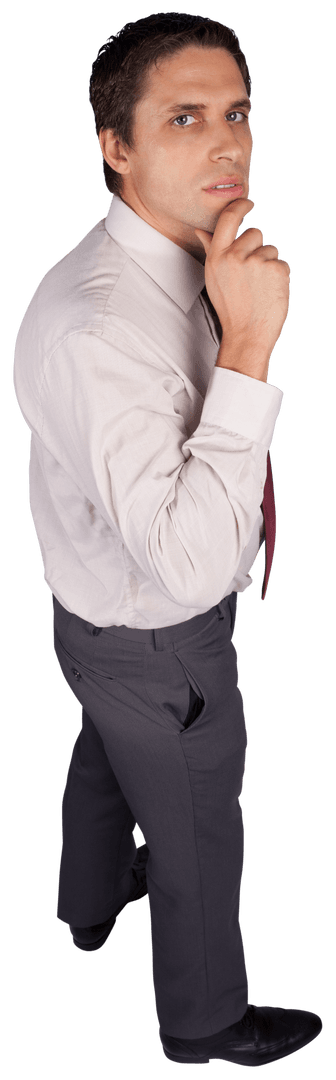 Businessman Thinking Thoughtful Gesture Transparent Background