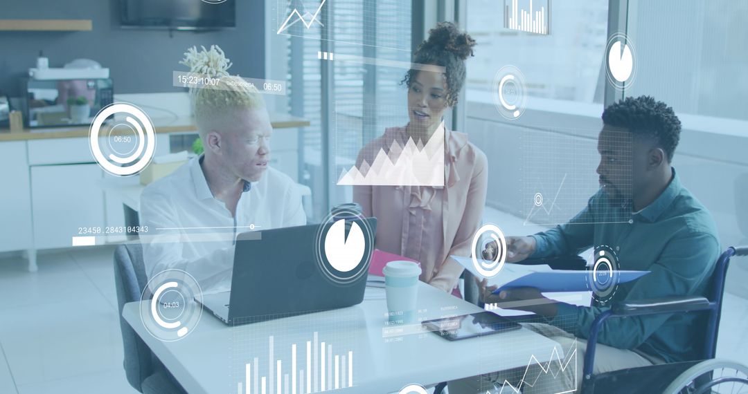 Diverse Team Collaborating on Digital Business Analytics in Modern Office