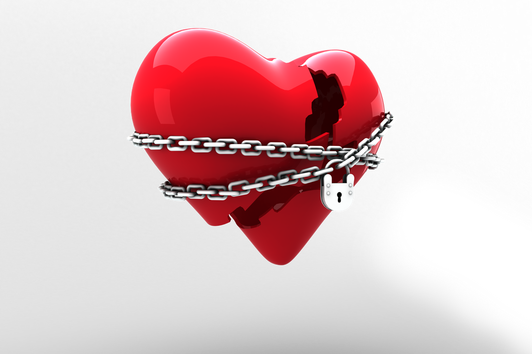 Broken Heart Wrapped in Chains and Padlock on Transparent Background - Download Free Stock Images Pikwizard.com