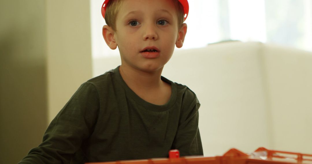 Young Boy Playing Pretend Construction Worker with Toy Tools - Free Images, Stock Photos and Pictures on Pikwizard.com