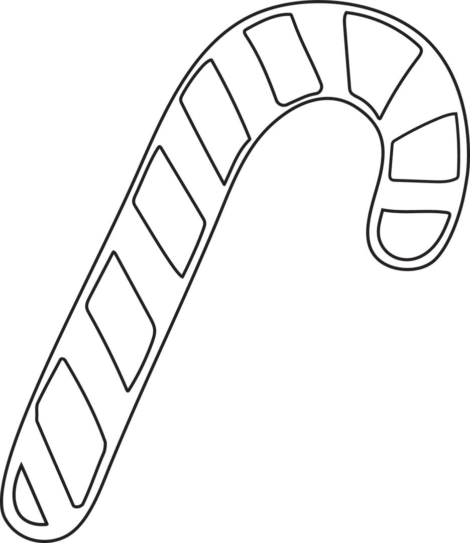 Candy Cane Outline on Transparent Background