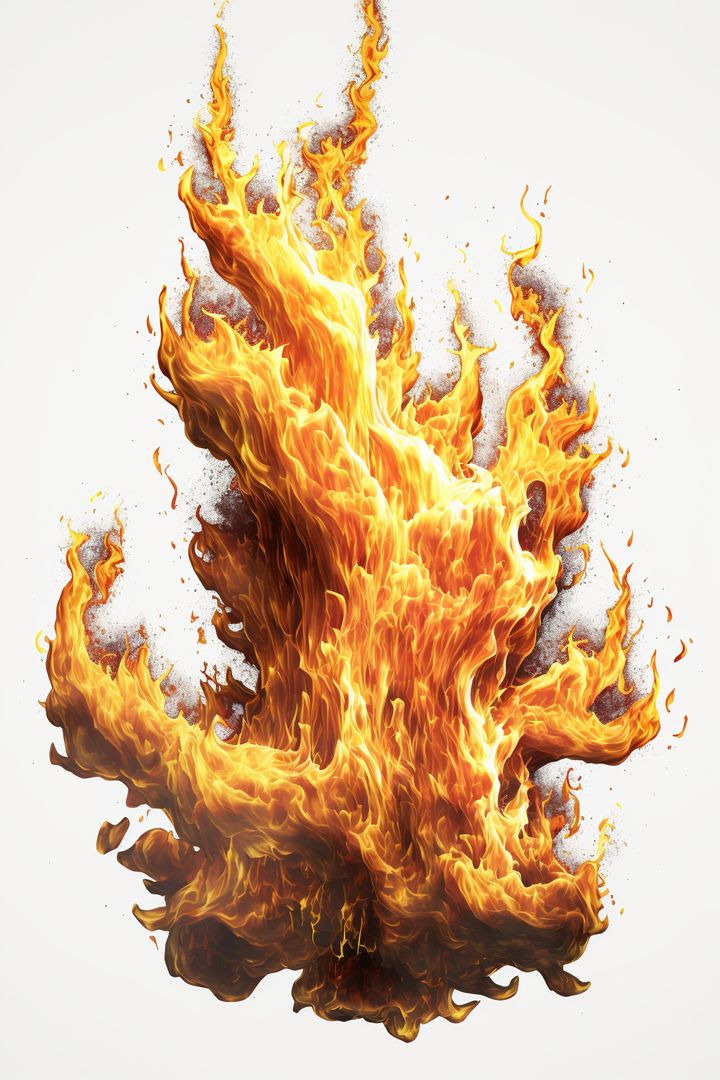 Detailed fire flames and smoke on white background, created using generative ai technology - Free Images, Stock Photos and Pictures on Pikwizard.com