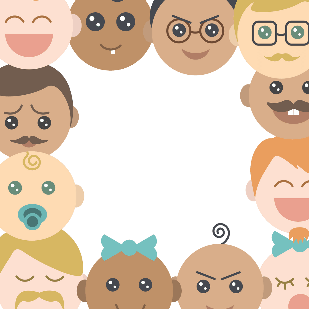 Transparent Vector of Diverse Faces Forming a Frame