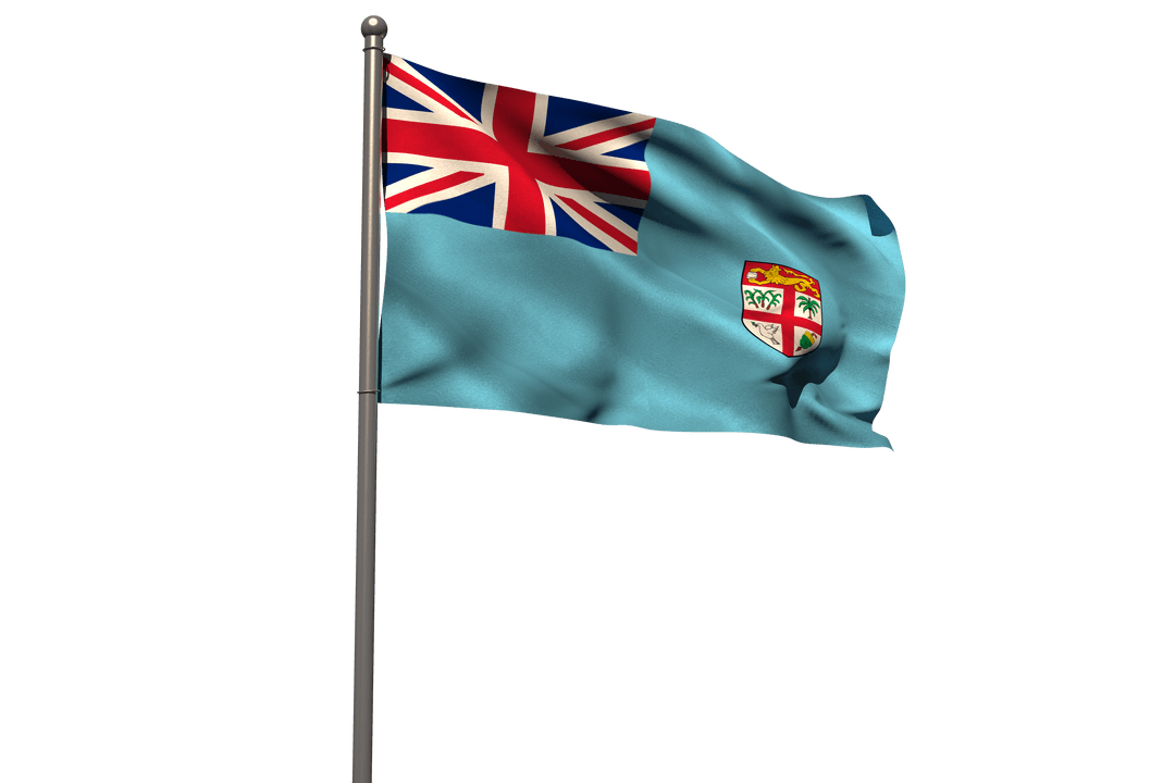 Fiji Flag Waving Against Transparent Background