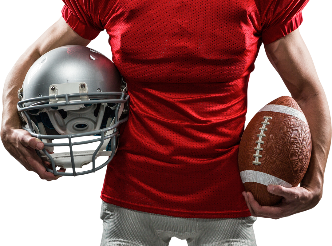 Transparent Midsection of Football Player Holding Helmet and Ball - Download Free Stock Images Pikwizard.com