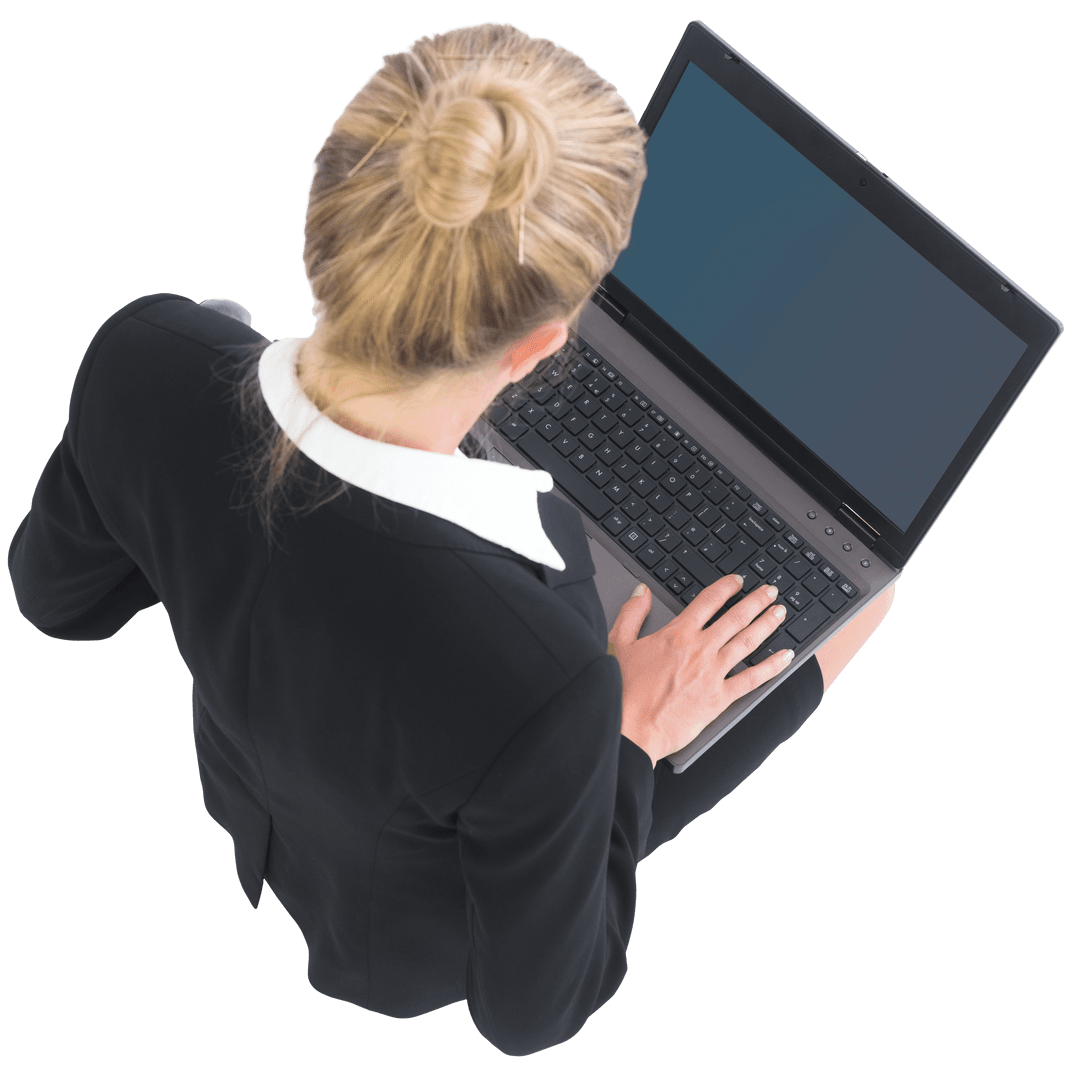 Transparent Businesswoman Using Laptop for Technology Concepts