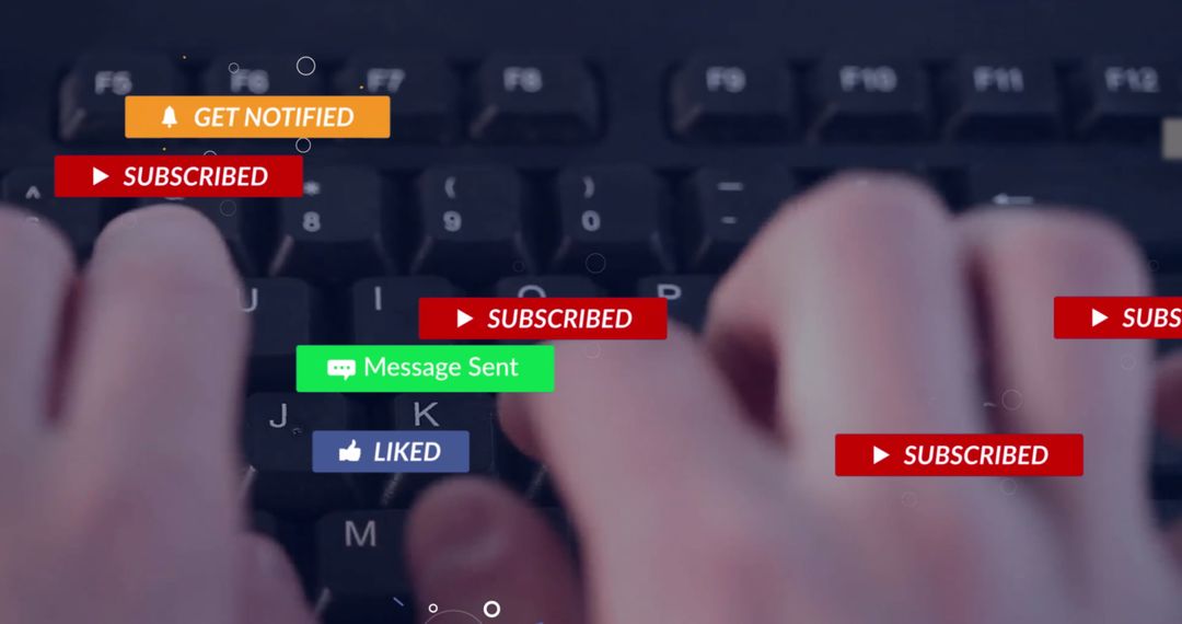 Hands Typing with Digital Social Media Notifications and Alerts
