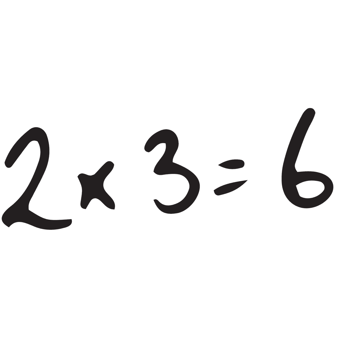 Transparent Digital Illustration of Multiplication Equation 2x3