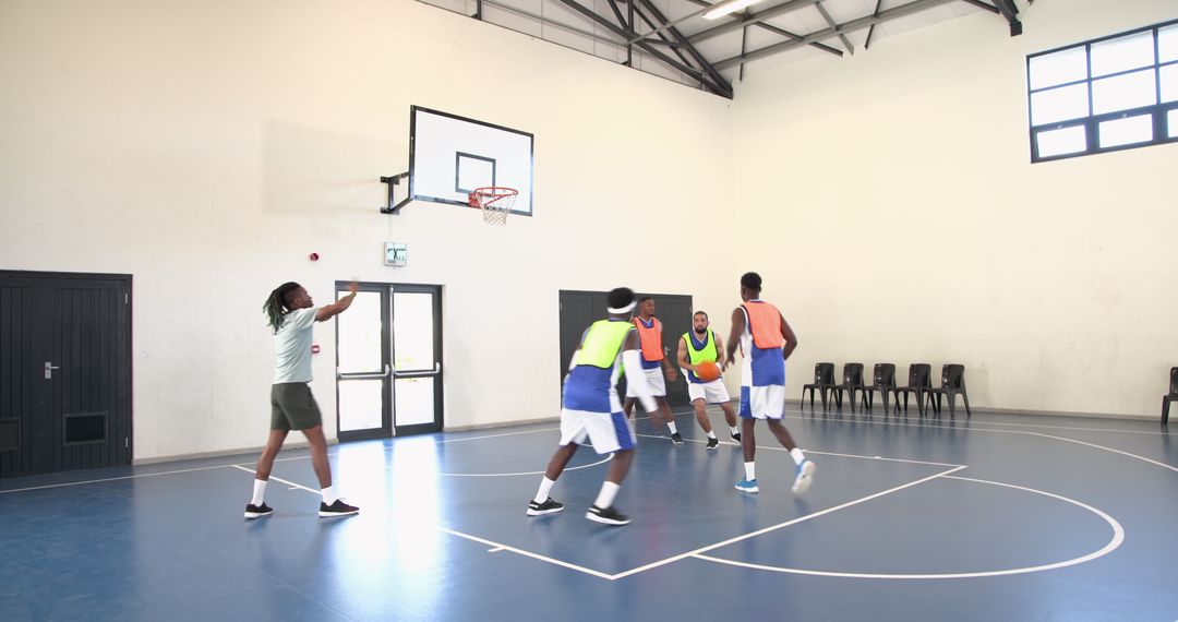 Dynamic Team Play During Basketball Training Clinic