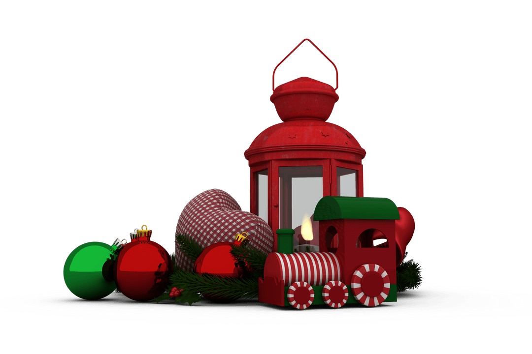 Transparent Christmas Decorations with Toy Train