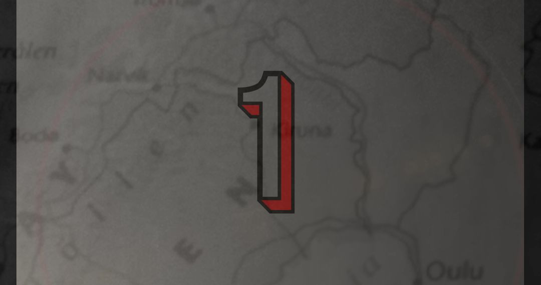 Number One in Bold Red on Dark Map Background