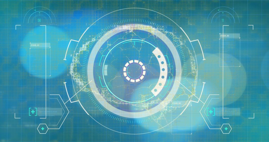 Futuristic Digital Interface Display with HUD Elements