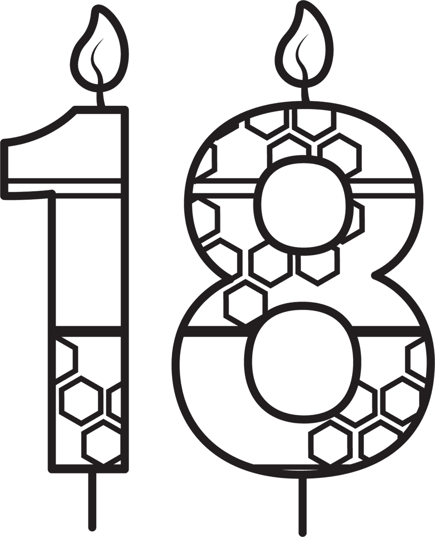 Transparent 18 Birthday Candle with Geometric Pattern