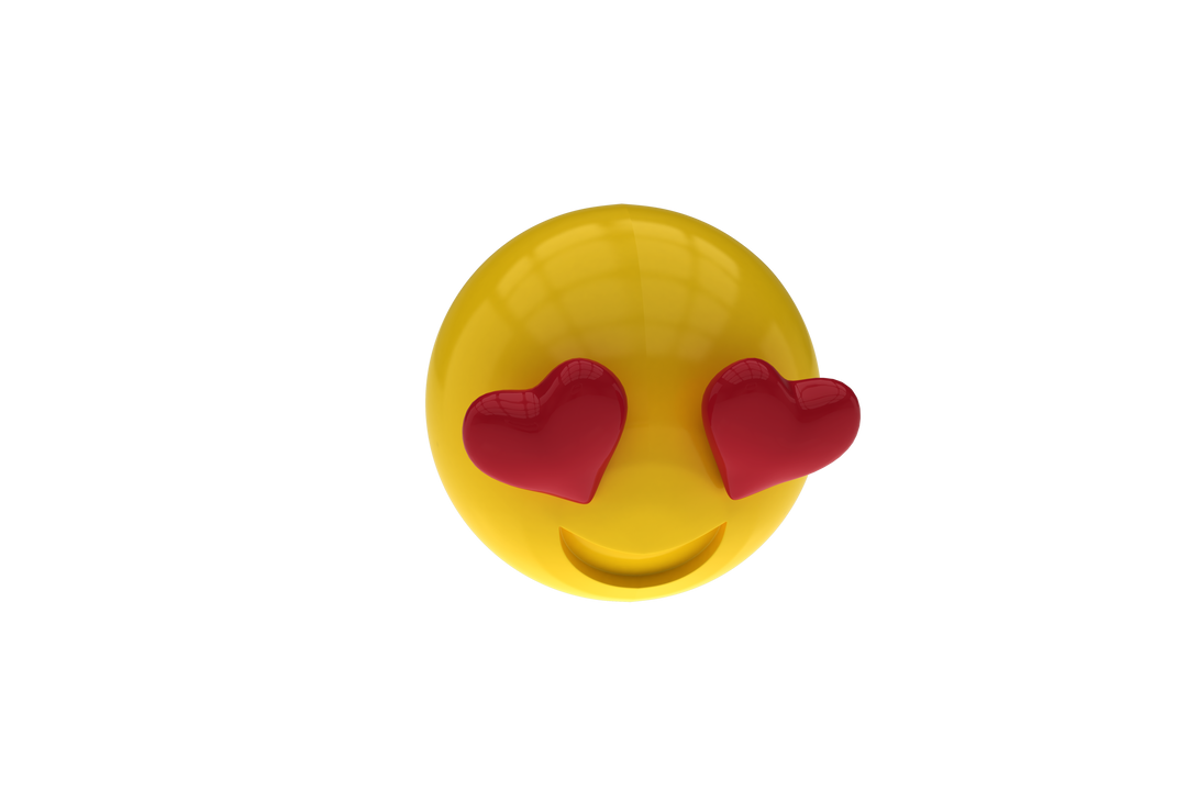 Three Dimensional Transparent Smiley Face with Heart Eyes - Download Free Stock Images Pikwizard.com