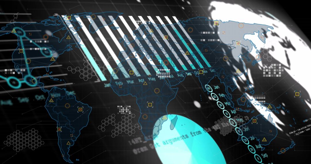 Global Data Processing Overlay on World Map Interface