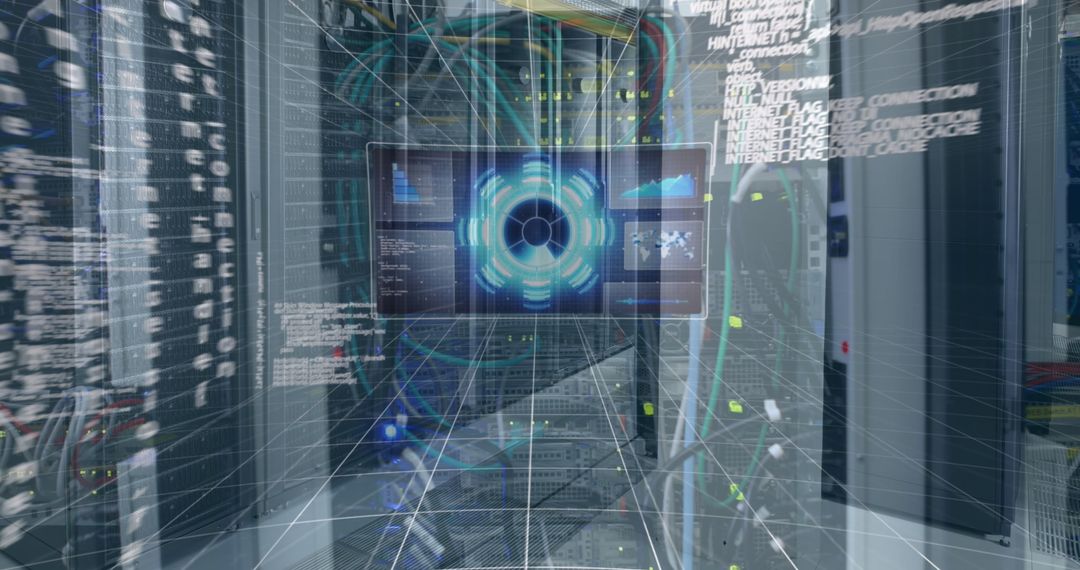 Futuristic Data Visualization in a Server Room