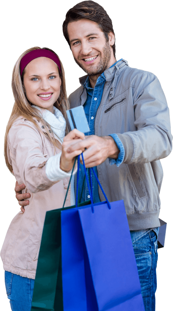 Happy Couple Shopping Transparent Stock Image