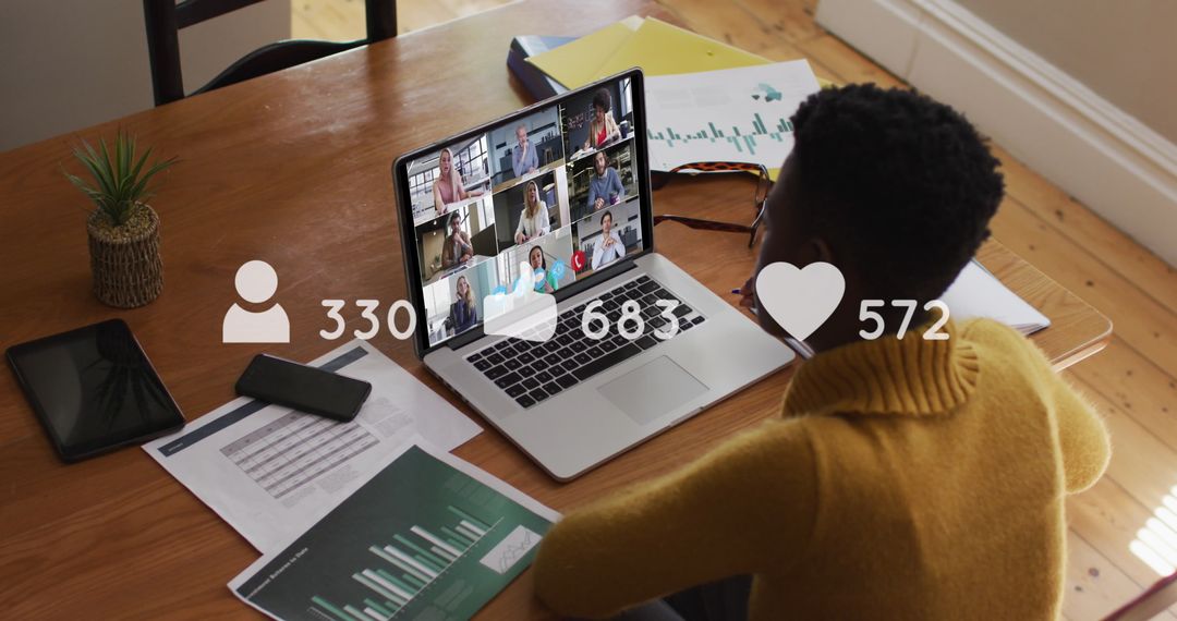 Remote Work Video Call Analytics with Virtual Data Overlay