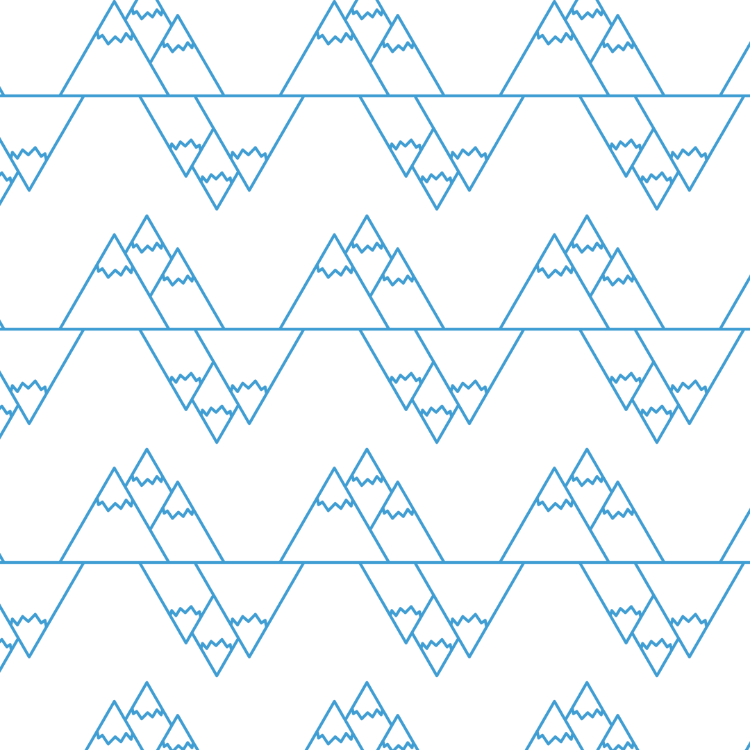 Blue Geometric Mountain Pattern on Transparent Background