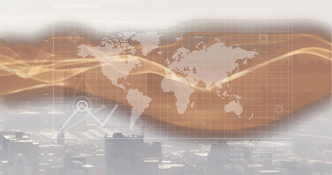 World Map with Cityscape Background Highlighting Innovation