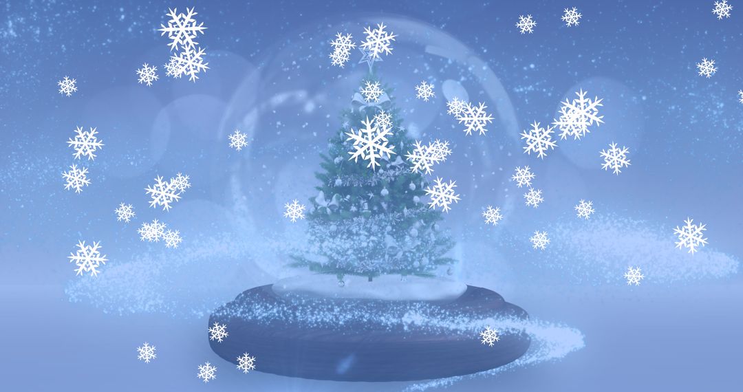 Christmas Tree in Snow Globe with Snowfall Winter Holiday Scene - Free Images, Stock Photos and Pictures on Pikwizard.com