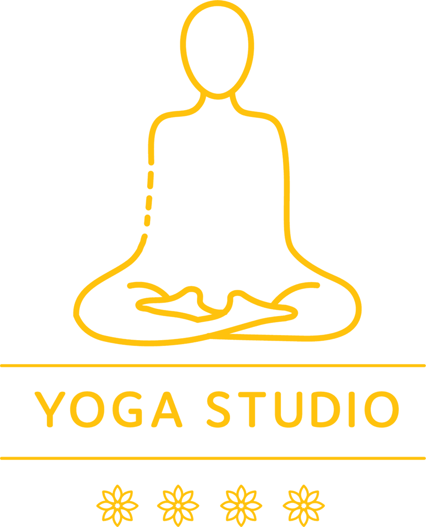 Yellow Yoga Studio Logo on Transparent Background