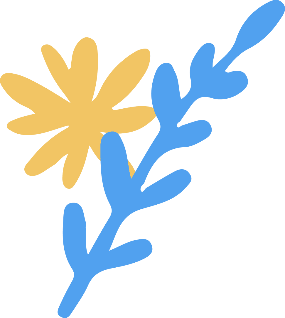 Minimalist Floral Illustration with Yellow Flower on Transparent