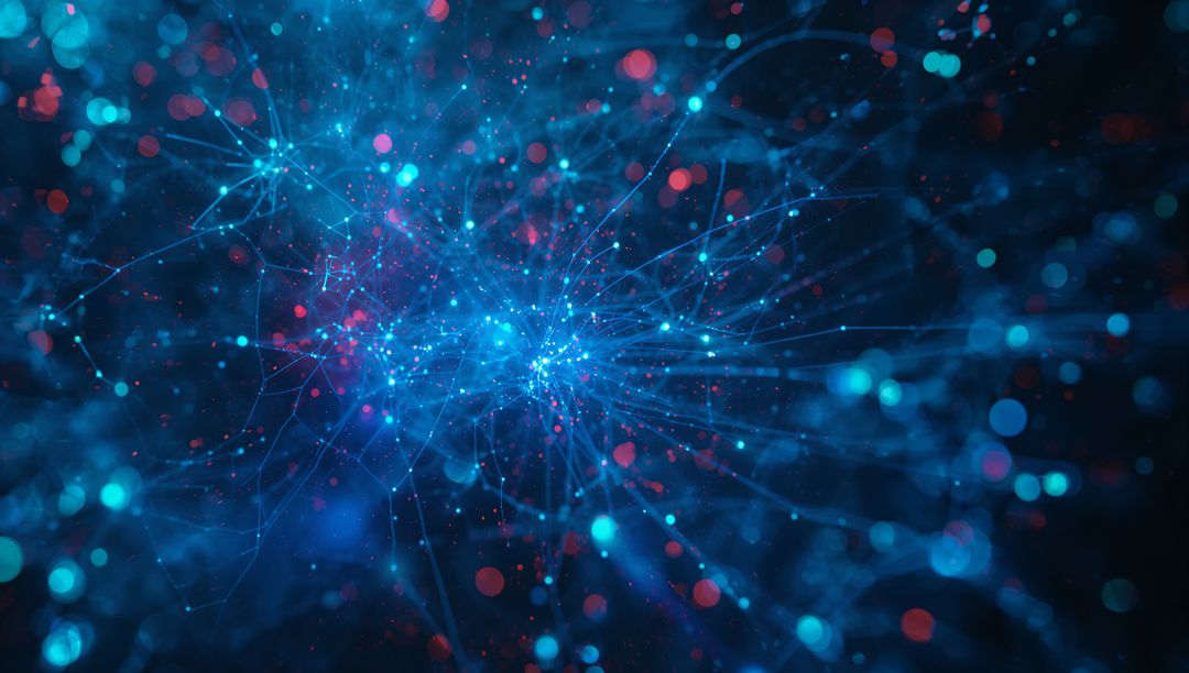 Futuristic Neural Network with Vibrant Data Nodes