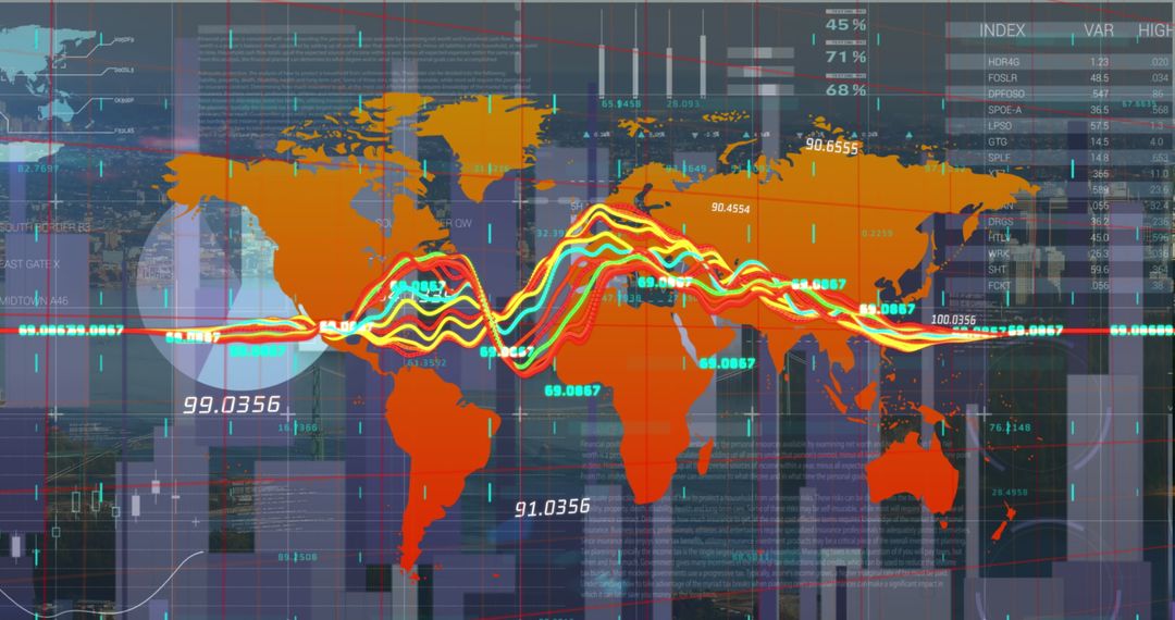Global data tracking on digital world map