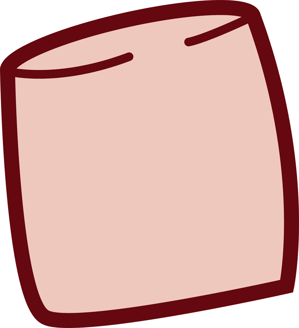 Flat Rounded Tile Shape Pink with Dark Red Outline on Transparent Background