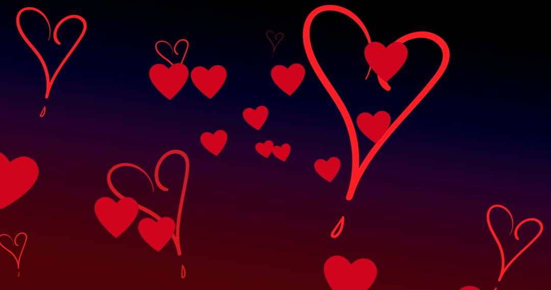 Floating Red Hearts on Gradient Background with Romantic Theme