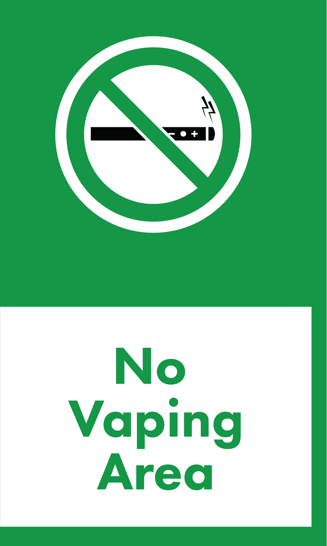 Transparent No Vaping Area Sign with Green Background