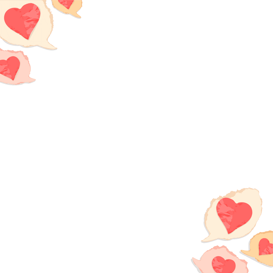 Transparent Speech Bubbles with Coral Hearts Modern Design