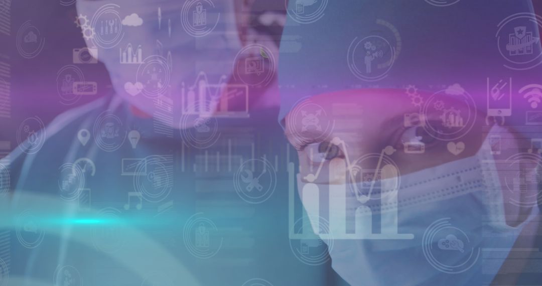 Surgeons Analyzing Data in High-Tech Medical Environment