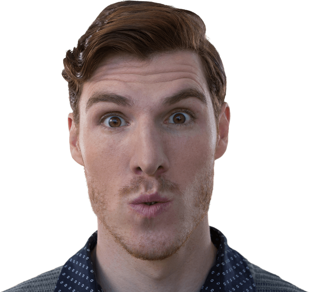Surprised Caucasian Man on Transparent Background