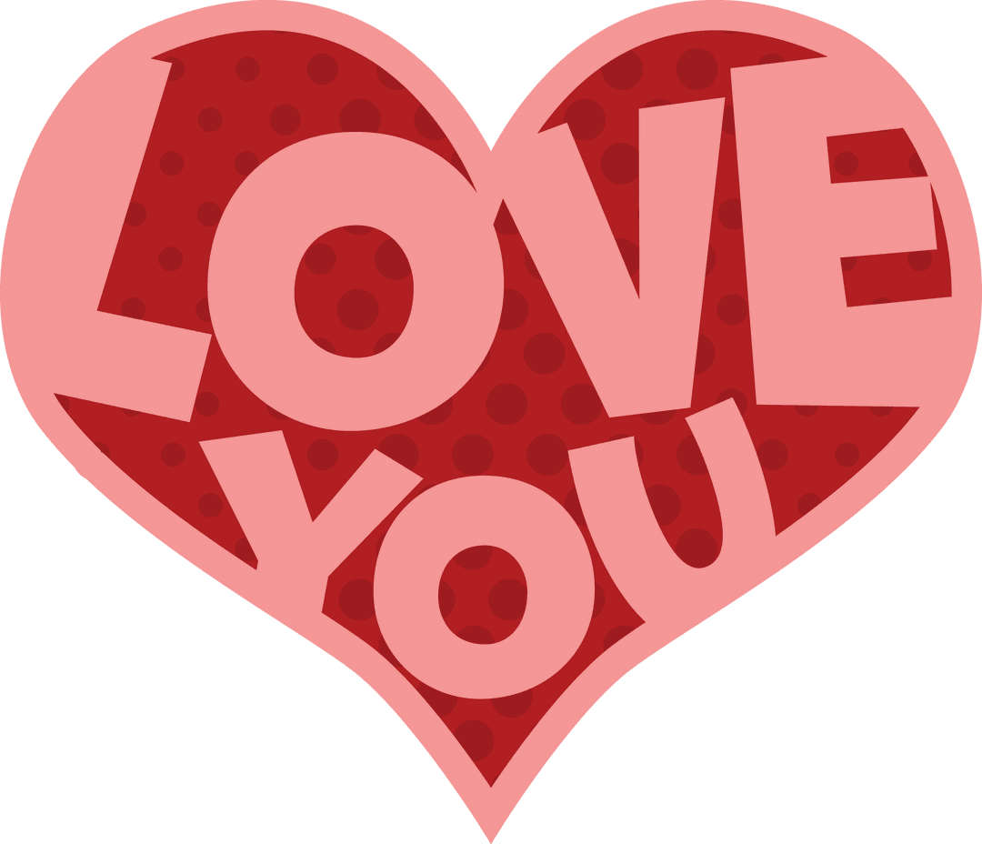 Red Retro Love You Heart on Transparent Background Vector