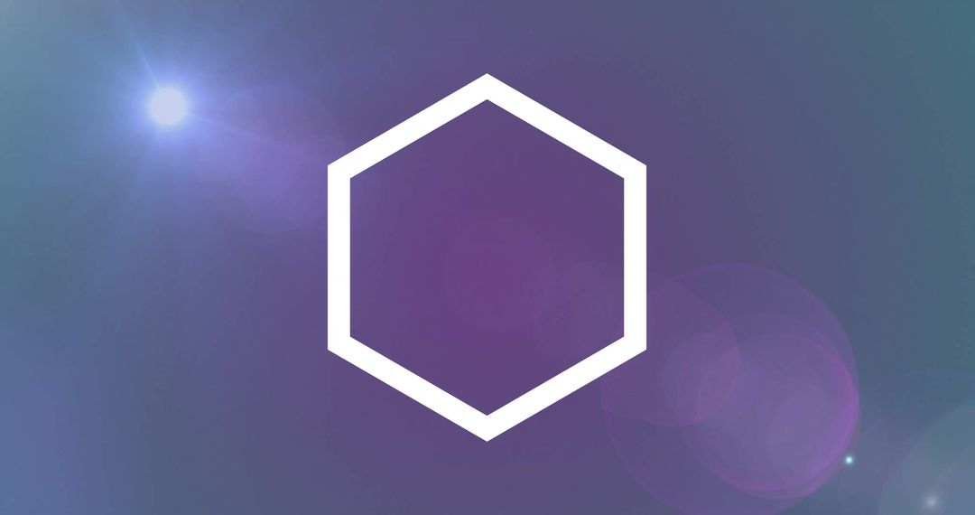 White Hexagon Frame Over Ethereal Lens Flares and Light Spots