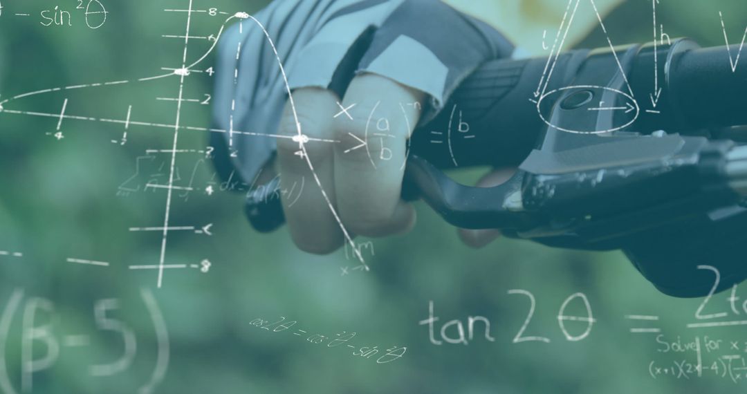 Digital Composite of Mathematical Equations over Cyclist's Hands