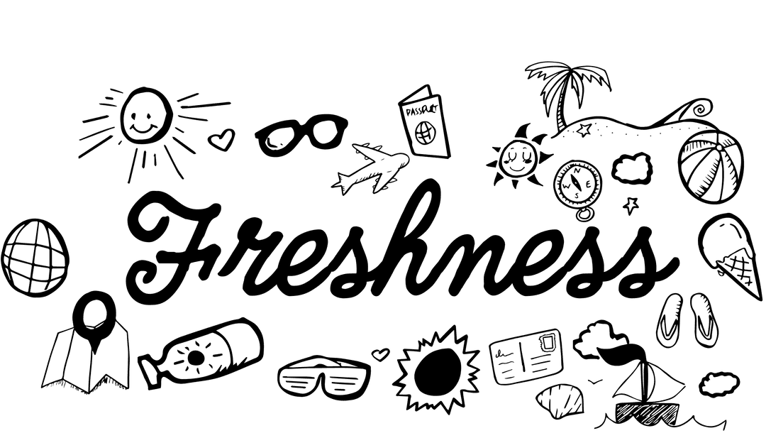 Freshness Text with Summer Icons on Transparent Background