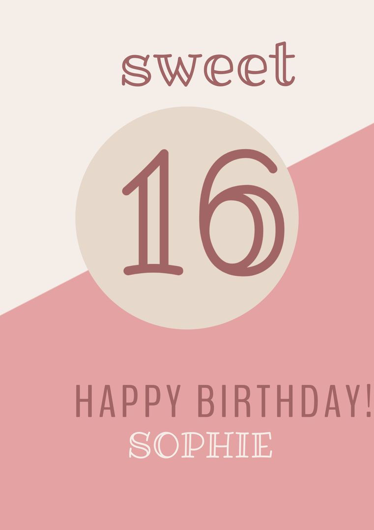 Elegant Pink Sweet 16 Birthday Card Template - Download Free Stock Templates Pikwizard.com