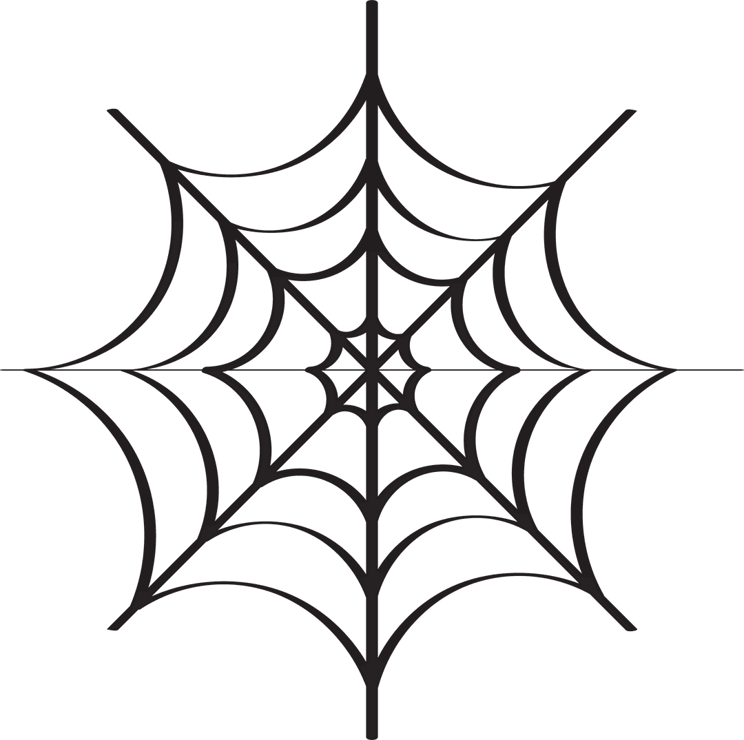 Transparent Black Spider Web Illustration on Clear Background