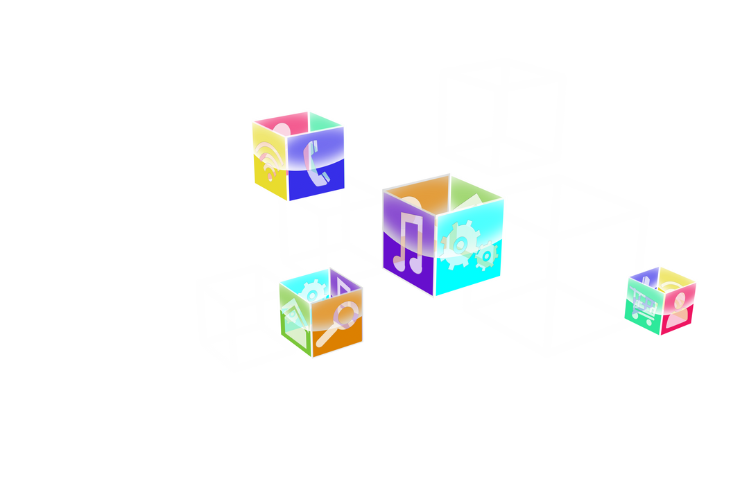 Colorful Transparent Digital Icons on Cubes Illustration - Download Free Stock Images Pikwizard.com