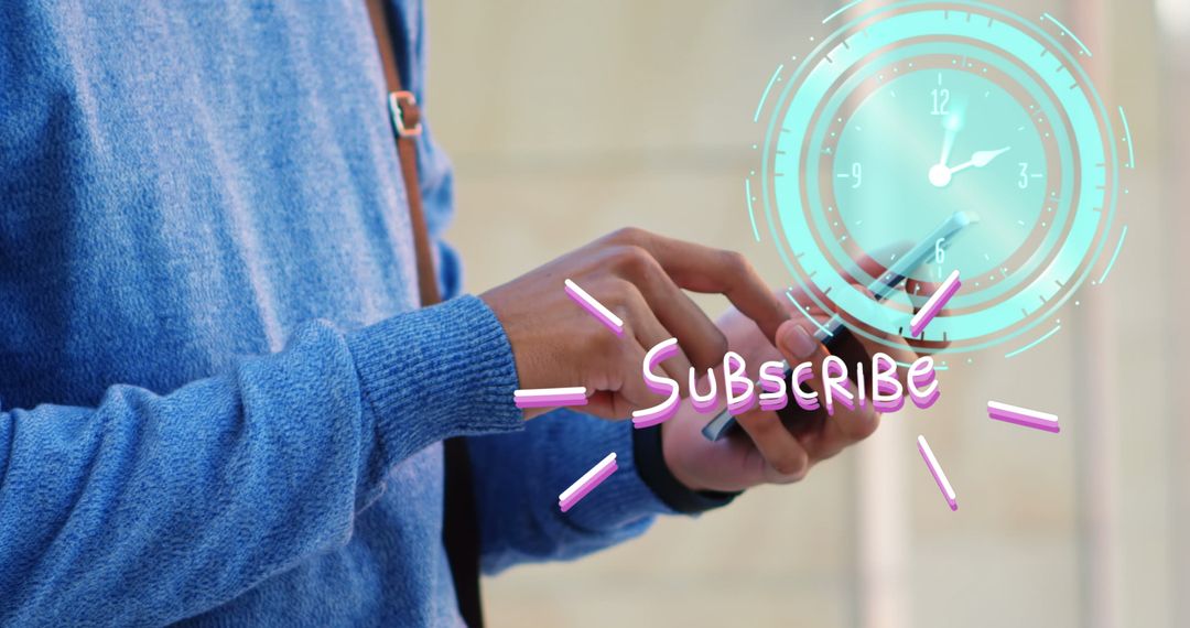 Businessman Using Smartphone with Digital Subscribe Alert
