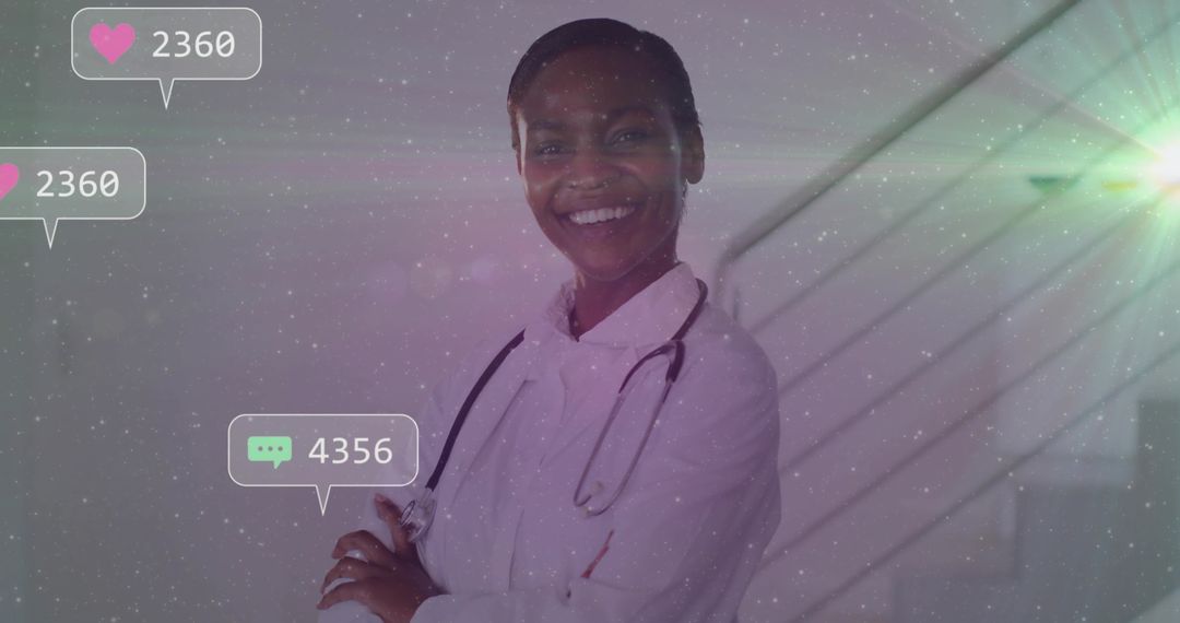 Smiling Physician with Digital Connections Displayed