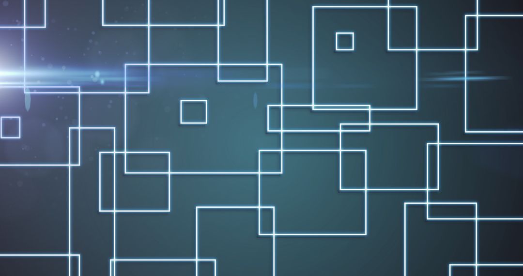 Futuristic Digital Network with White Squares on Blue Background