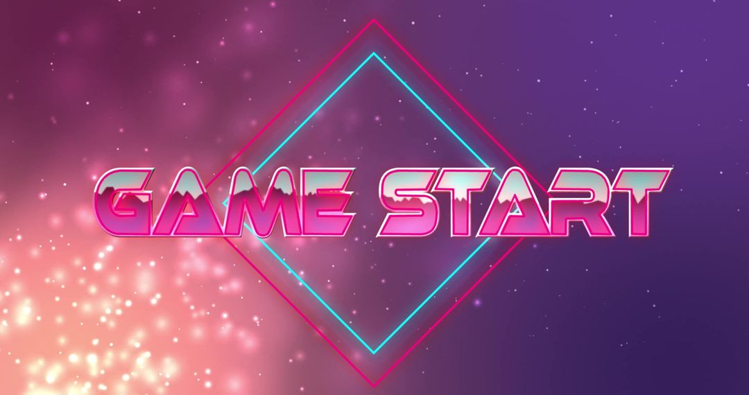 Vibrant Neon Game Start Text with Futuristic Visuals
